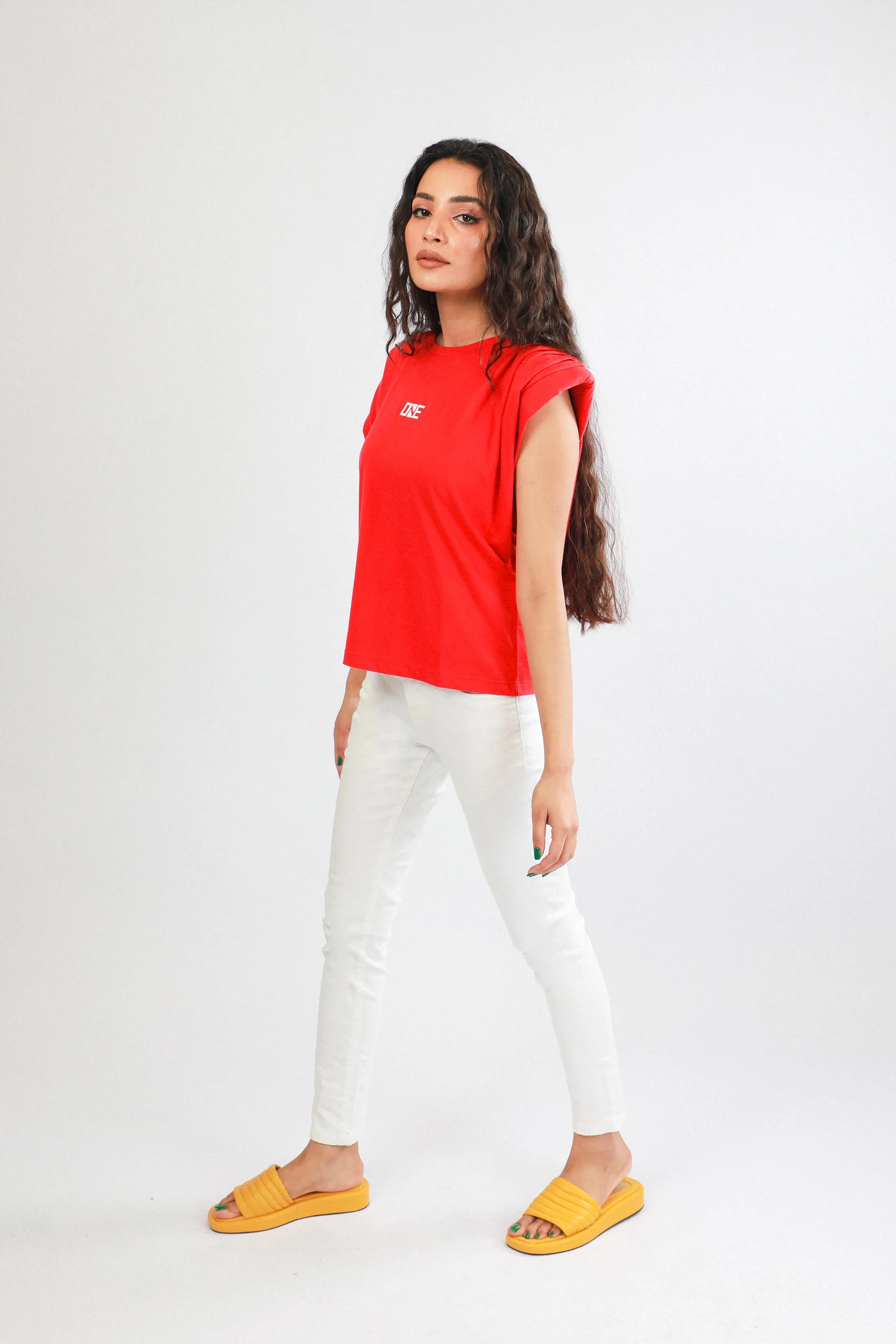 Shoulder-Pad Top Crimson Red - Image 2