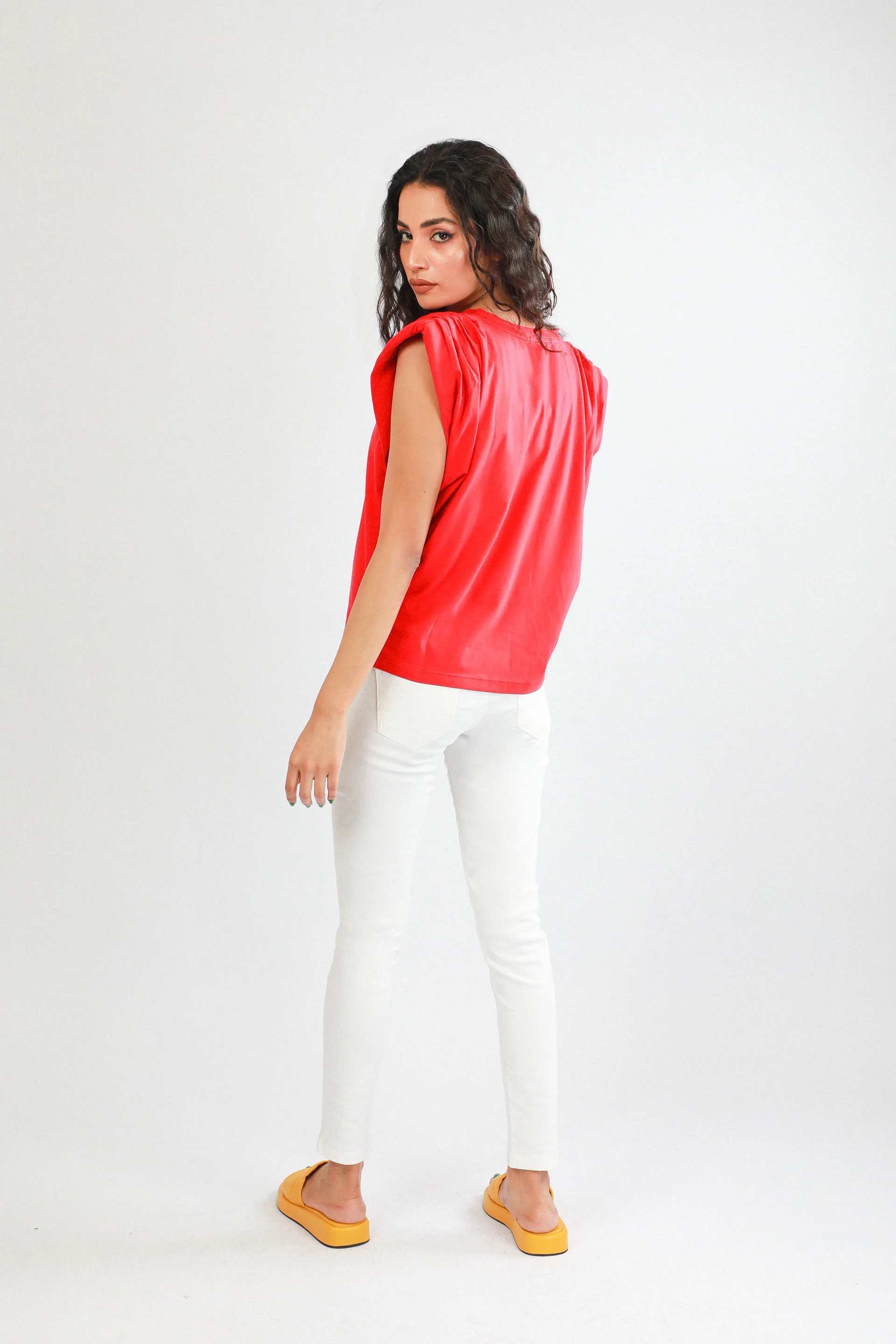 Shoulder-Pad Top Crimson Red - Image 3