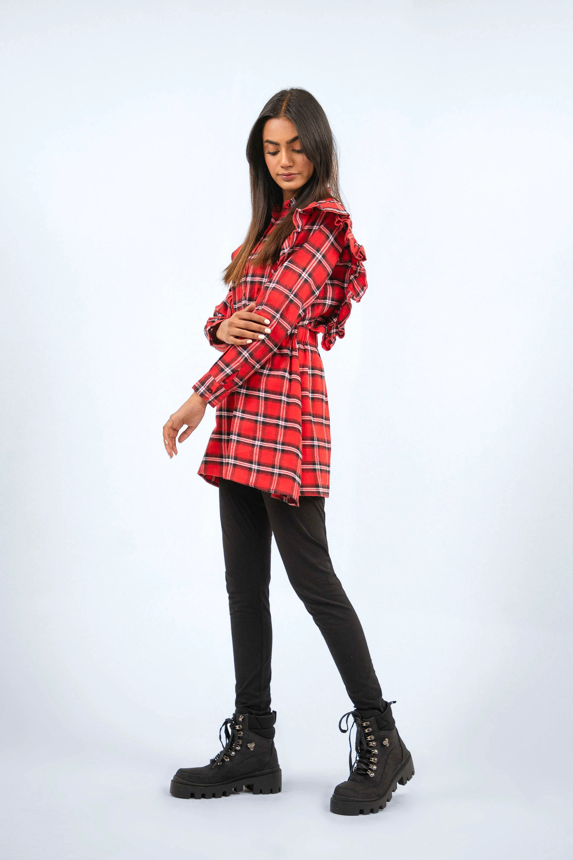 Ruffled Shirt Red/Black - Image 2