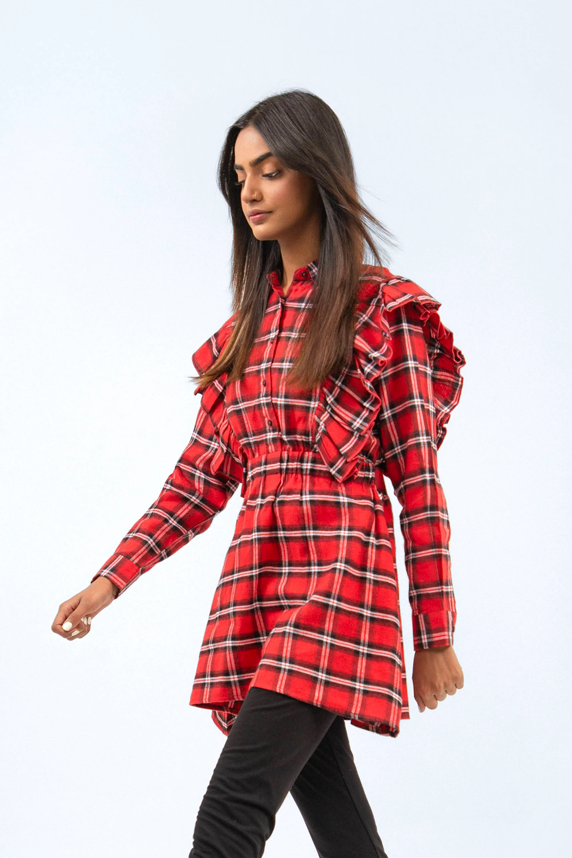 Ruffled Shirt Red/Black - Image 3