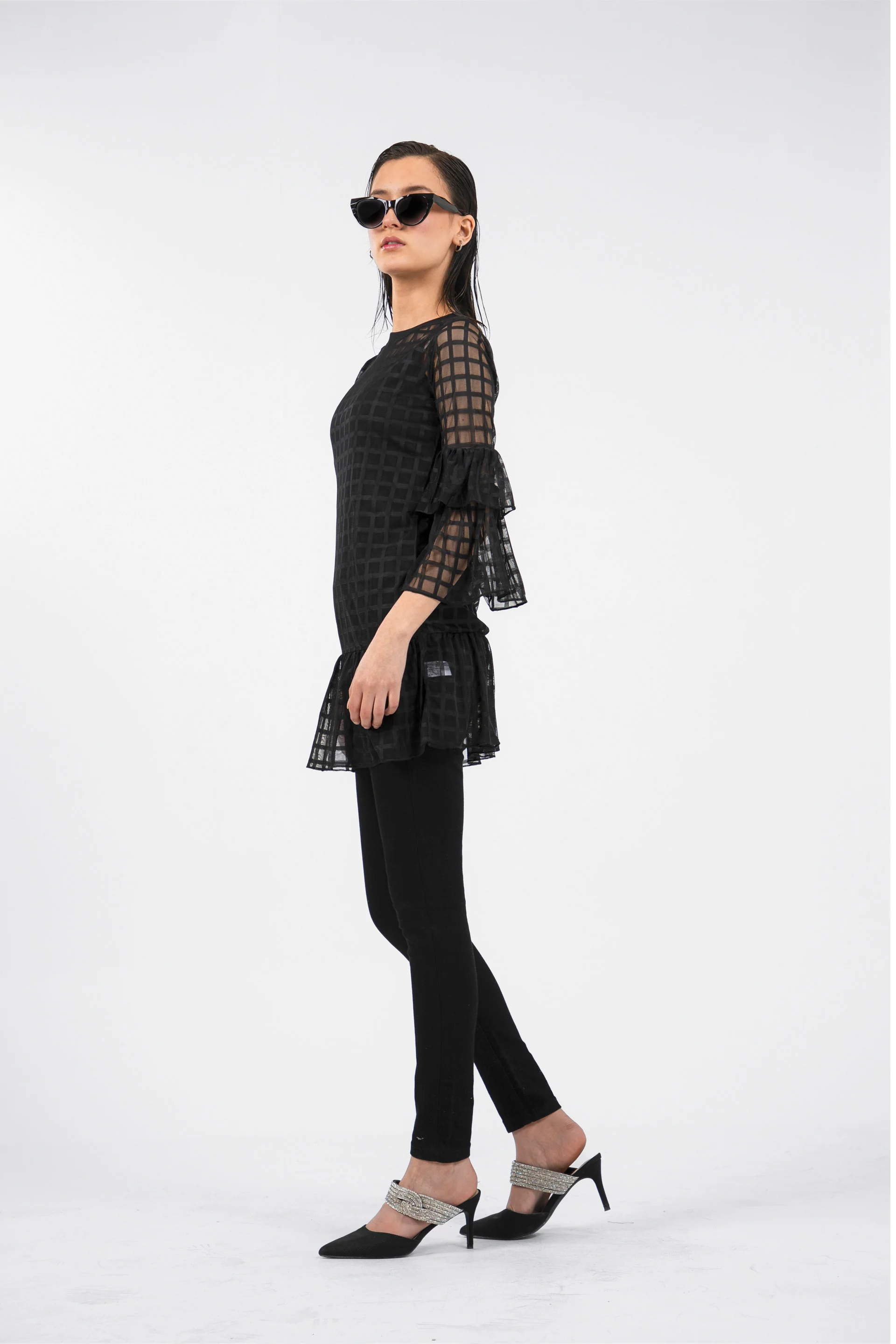 Sheer Flared Top Black - Image 3