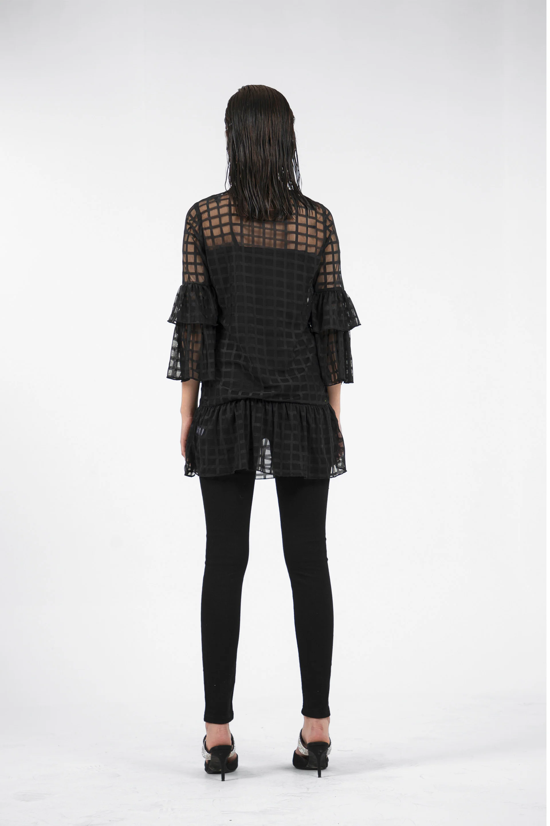 Sheer Flared Top Black - Image 5