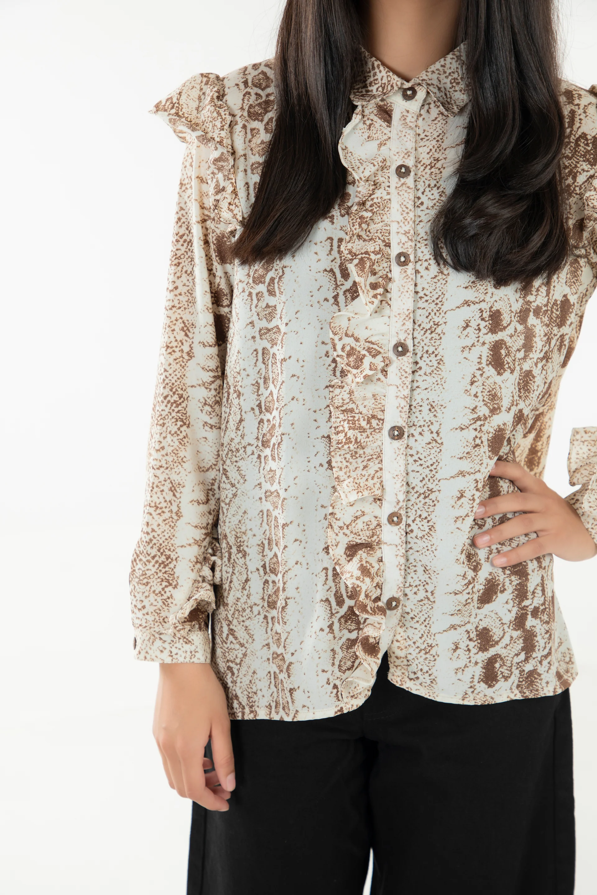 Ruffled Button Down Shirt - Image 2